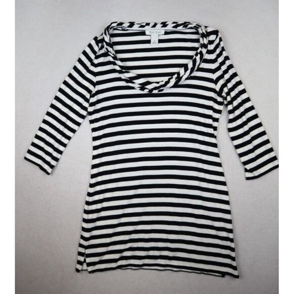 WHITE HOUSE BLACK MARKET - WOMEN'S STRIPED 3/4 SLEEEVE STRETCH KNIT TUNIC TOP S - Picture 1 of 6